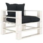 vidaXL Tuinbank met antracietkleurige kussens pallet hout, Tuin en Terras, Verzenden, Nieuw
