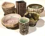 Vaas - Berkenbast keramiek - Lot van zes bloempotjes/vaasjes