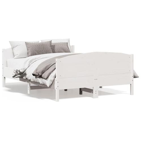 vidaXL Cadre de lit avec tête de lit blanc 160x200 cm, Maison & Meubles, Chambre à coucher | Lits, Neuf, Envoi