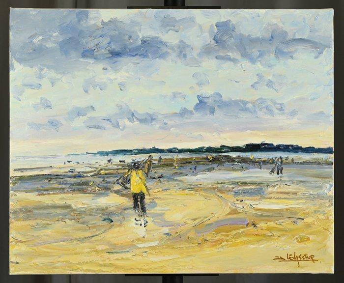 Jean Levasseur (1935 - 2024) - Grève à Cherrueix, Antiek en Kunst, Kunst | Schilderijen | Klassiek