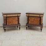 Table de chevet - Bois, Laiton, Verre - Deux tables de nuit