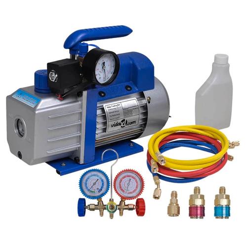 vidaXL Vacuümpomp 1-traps met 2-voudige manometerset, Elektronische apparatuur, Airco's, Nieuw, Verzenden