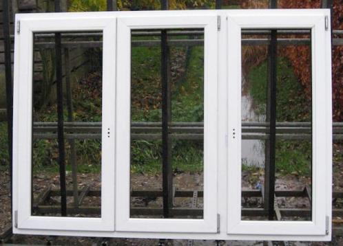 pvc raam , chassis , venster 185 x 135 wit / staalblauw 5011, Doe-het-zelf en Bouw, Raamkozijnen en Schuifdeuren, Inclusief glas