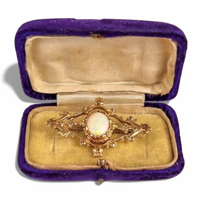 Broche - 9 carats Or jaune, Broche en opale, or 9 carats,, Bijoux, Sacs & Beauté, Bijoux anciens