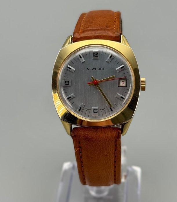 Newport - Klassische Dress Watch - Swiss Made - Gold Plated, Handtassen en Accessoires, Horloges | Heren