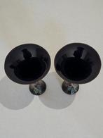 Twee cloisonné vazen - geëmailleerd metaal geverfd - Japan -