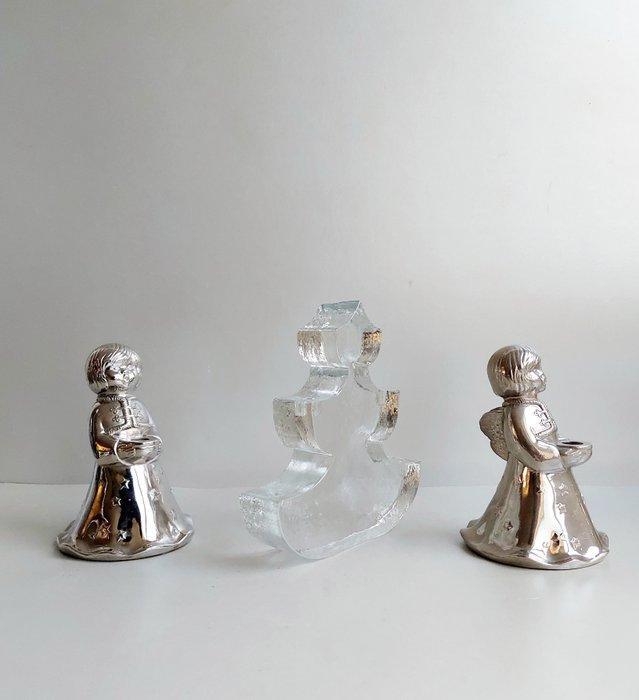 Kandelaar engel, kerstboom (3) - Metaal, Verzilverd, Glas -, Diversen, Kerst