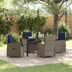 vidaXL Tuin Eettafel Set 5 pcs Grijs Poly rattan, Verzenden, Nieuw