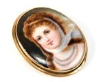 Broche - 18 carats Or jaune - porcelaine Biedermeier, Handtassen en Accessoires, Antieke sieraden