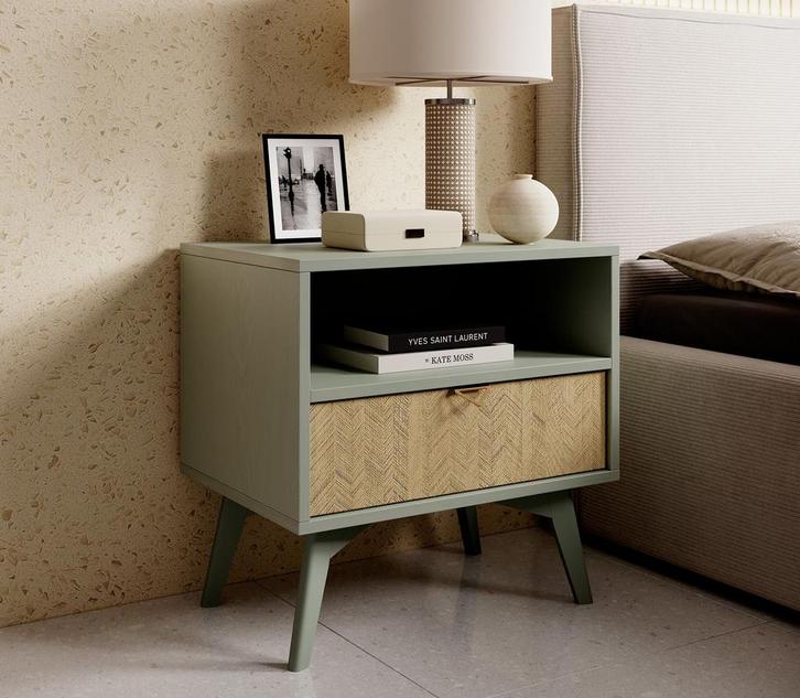 Nachtkastje groen 54x38x54 cm met lade, Huis en Inrichting, Kasten | Overige, Nieuw, Verzenden