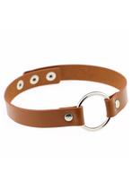Choker Bruin Ring Pu Leer Collar Ketting Halsband Sexy Gag, Handtassen en Accessoires, Kettingen, Ophalen of Verzenden, Nieuw