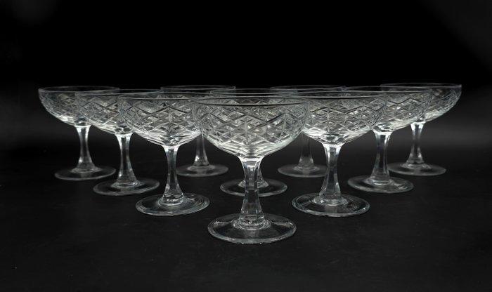 Cristalleria Francese - Champagneglas (10) - Kristal -, Antiek en Kunst, Antiek | Meubels | Tafels