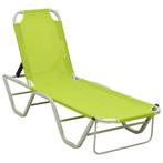 vidaXL Chaise longue aluminium et textilène vert, Neuf, Verzenden