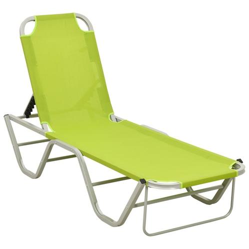 vidaXL Chaise longue aluminium et textilène vert, Jardin & Terrasse, Ensembles de jardin, Neuf, Envoi
