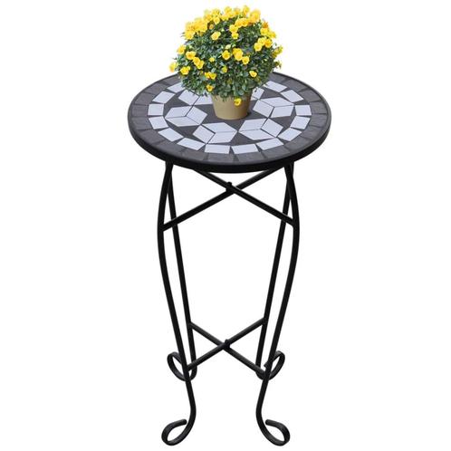 vidaXL Bijzeltafel mozaïek zwart en wit, Tuin en Terras, Bloembakken en Plantenbakken, Nieuw, Verzenden