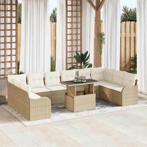 vidaXL Tuinbank Set 11 pcs Beige 100 x 55 x 73 cm Poly, Tuin en Terras, Tuinsets en Loungesets, Nieuw, Verzenden