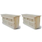 vidaXL Mussenhuizen 2 st 44x15,5x21,5 cm hout, Verzenden