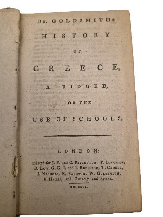 Oliver Goldsmith - Dr. Goldsmiths History of Greece - 1791, Antiquités & Art, Antiquités | Livres & Manuscrits