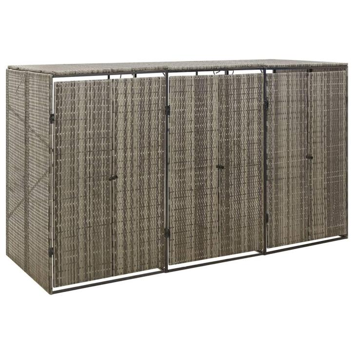 vidaXL Containerberging driedubbel 207x80x117 cm poly rattan, Doe-het-zelf en Bouw, Containers, Verzenden
