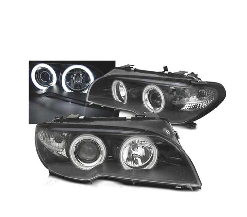 PHARES XÉNON BMW E46 2 PORTES 03-06 YEUX ANGES CCFL FOND NOI, Auto-onderdelen, Verlichting, Verzenden