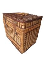 Picknickmand - Hout, Leder, Glas, Aardewerk - Picknickmand