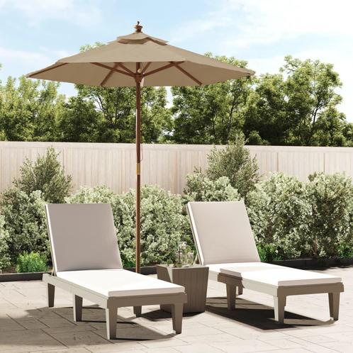vidaXL Parasol met houten paal 196x231 cm taupe, Tuin en Terras, Parasols, Nieuw, Verzenden