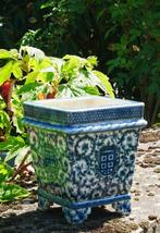 Bloempot - Porselein - blauw-wit onderglazuur