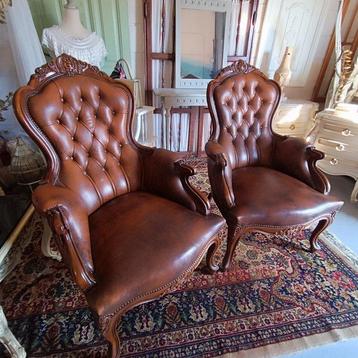 Fauteuil (2) - Noyer - Fauteuils en cuir Luis XV