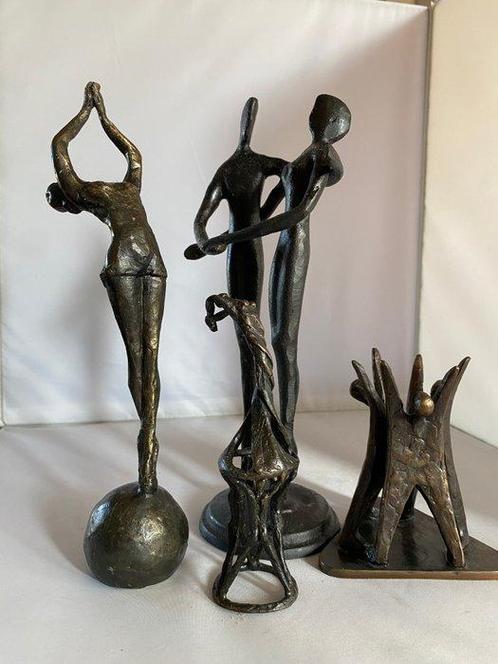 Unknown - Miniatuur beeldje - Set van vier abstracte bronzen, Antiek en Kunst, Curiosa en Brocante