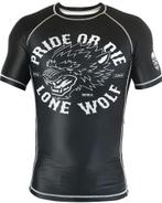 PRIDE or Die Rash Guard Lone Wolf Zwart Wit, Kleding | Heren, Pride or Die, Verzenden, Zwart, Vechtsport