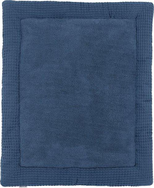 Meyco Baby Wafel Teddy boxkleed - indigo - 80x100cm, Kinderen en Baby's, Babyparken, Nieuw, Verzenden