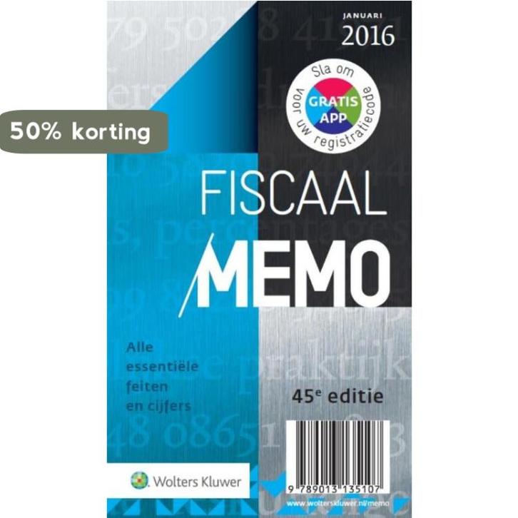 Fiscaal Memo januari 2016 9789013135107 Eikelboom & de Bondt, Boeken, Wetenschap, Gelezen, Verzenden