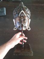 6 Prachtige houten Boeddha hoofden op standaard - Statue -, Antiek en Kunst