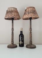 Set houten lampen - 57 cm hoog - Lampe de table (2) - Bois