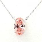 Halsketting Platina - 5.02ct. tw. Roze Diamant (Fancy
