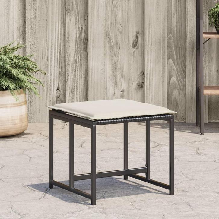 vidaXL Tuinkrukken met kussens 4 st poly rattan zwart, Tuin en Terras, Tuinsets en Loungesets, Nieuw, Verzenden