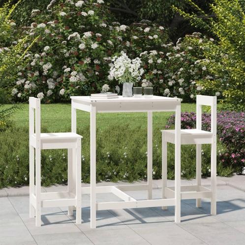 vidaXL 3-delige Barset massief grenenhout wit, Tuin en Terras, Tuinsets en Loungesets, Nieuw, Verzenden