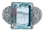Ring Platina Aquamarijn - Diamant, Nieuw