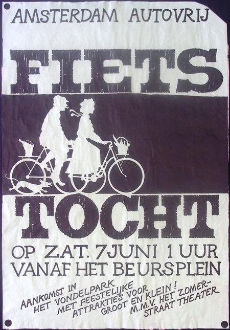 Poster over fietstocht in Amsterdam (lijst optie, Posters), Verzamelen, Posters, Nieuw, Overige onderwerpen, Met lijst, Verzenden