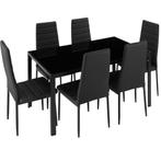 Eettafelset Brandenburg tafel en 6 stoelen - zwart/zwart, Maison & Meubles, Salles à manger complètes, Verzenden