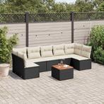 vidaXL 8-delige Loungeset met kussens poly rattan zwart, Verzenden, Nieuw, Loungeset