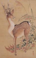 Very fine painting Deer and bush clover under moonlit,