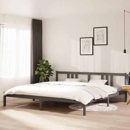 vidaXL Bedframe massief hout grijs 200x200 cm, Huis en Inrichting, Slaapkamer | Bedden, Nieuw, Verzenden