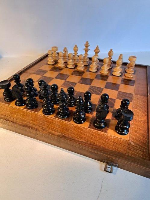 Schaakspel - Jaren 60 Okwa Schaakspel en Backgammon spel -, Antiek en Kunst, Curiosa en Brocante