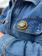 Broche Victorian opaal en zwarte emaille speld in 9 karaats