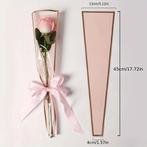 Hoes enkele bloem Roze met gouden streepje ca. 20 stuks, Nieuw