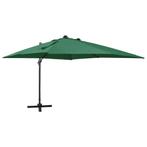 vidaXL Zweefparasol met paal en LED-verlichting 300 cm groen, Tuin en Terras, Verzenden, Nieuw