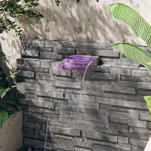 vidaXL Watervaloverlaat met RGB LEDs 30 cm roestvrij staal, Tuin en Terras, Waterpartijen en Fonteinen, Nieuw, Verzenden