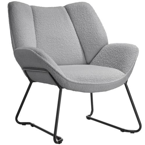 tectake Fauteuil Kjeld bouclé, gestoffeerd, 120kg draagkrach, Huis en Inrichting, Stoelen, Verzenden