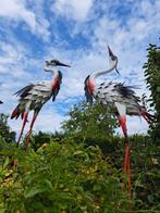 sculptuur, Set van twee XXL metalen kraanvogels - 98 cm -